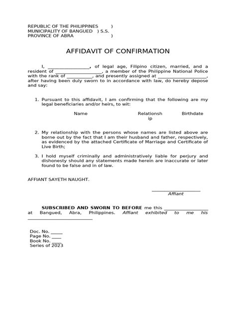 affidavit of confirmation pnp applicant|Affidavit of Confirmation PNP PDF Download.